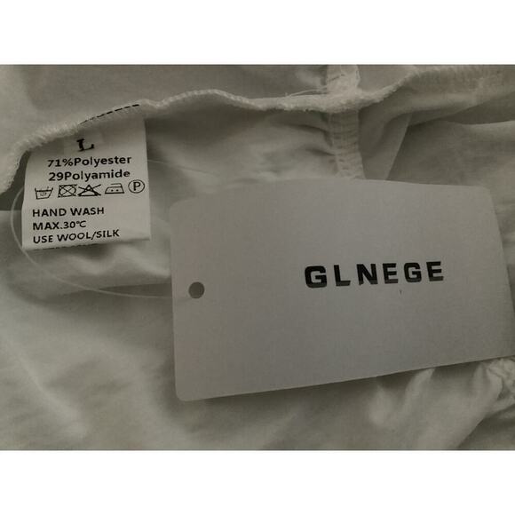 GLNEGE Women's white, tiered, flowy maxi midi boho summer dress sz L - Picture 8 of 8